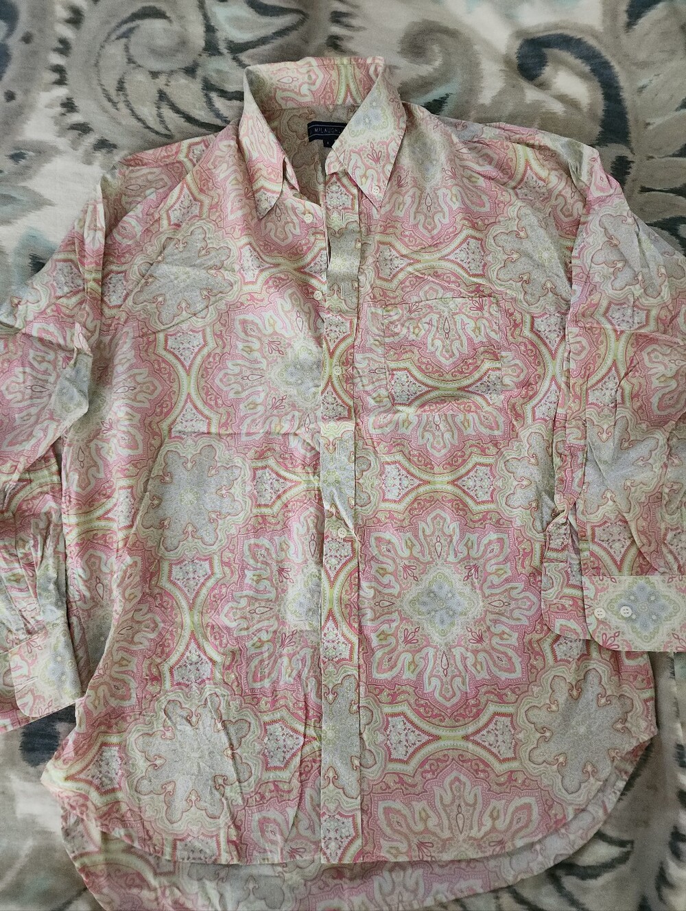 Vintage J. McLaughlin silk/cotton Button-Down Paisley Print